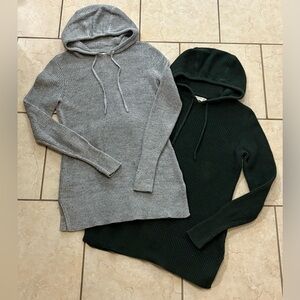 Dakini Gray & Green Hooded Cotton Tunic Sweaters Size Small